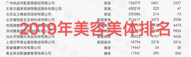 全国连锁美容美体品牌有哪些,美容美体榜单