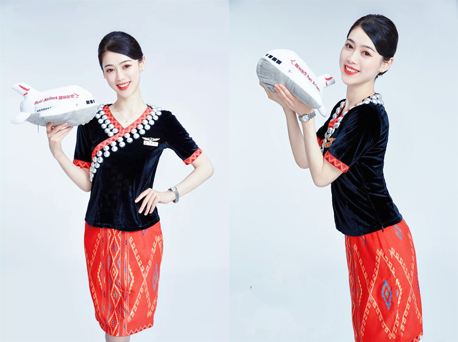 中国国际航空历代空姐制服,瑞丽航空空姐制服