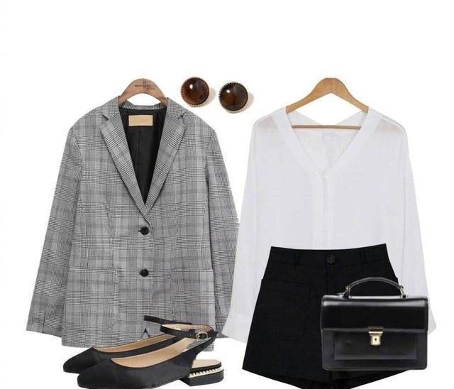 小格子西装xs,格子休闲小西装韩版穿搭