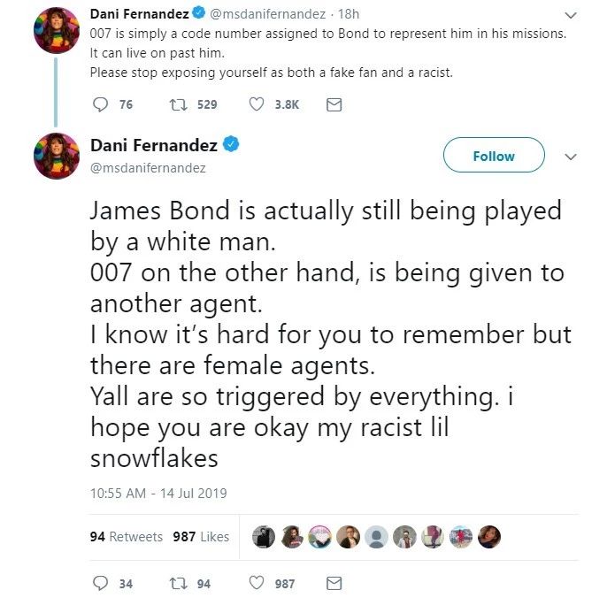 “007”由黑人女性扮演的原因