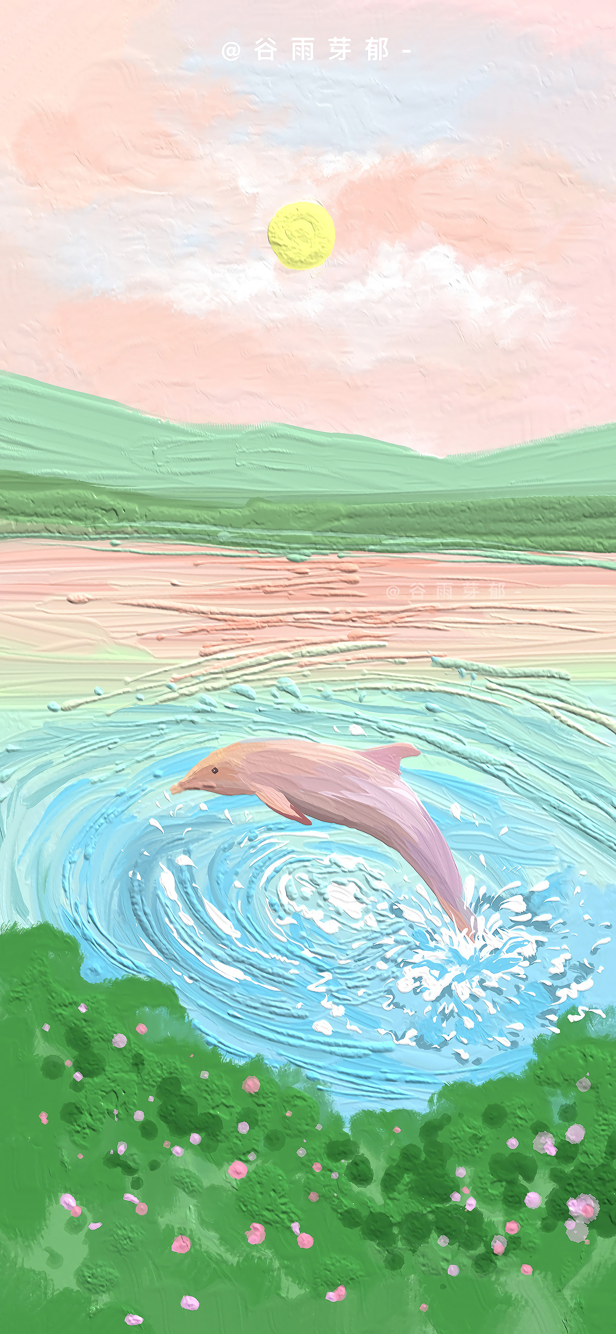 小清新油画壁纸插画,可爱又仙气的油画壁纸左下角取图