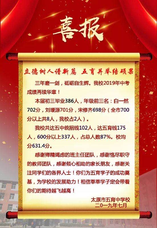 太原初中喜报怎么样,太原近三十所初中的中考成绩
