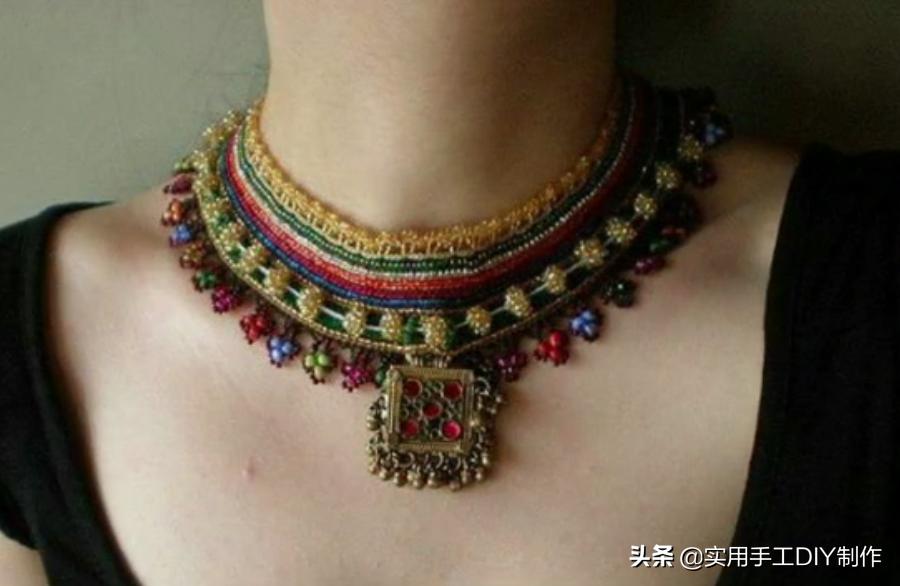 民族风毛衣链高档项链女挂饰品,羊绒衫的手工编织女