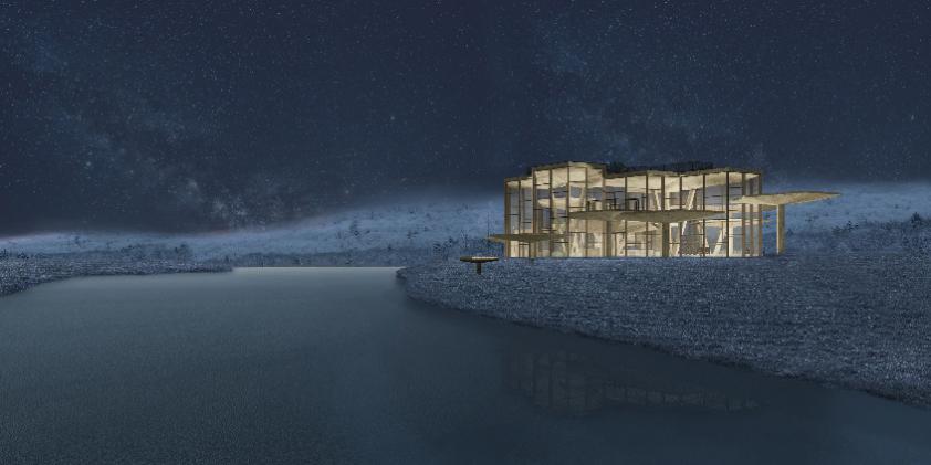 天池临漫江,池南藏鹿苑