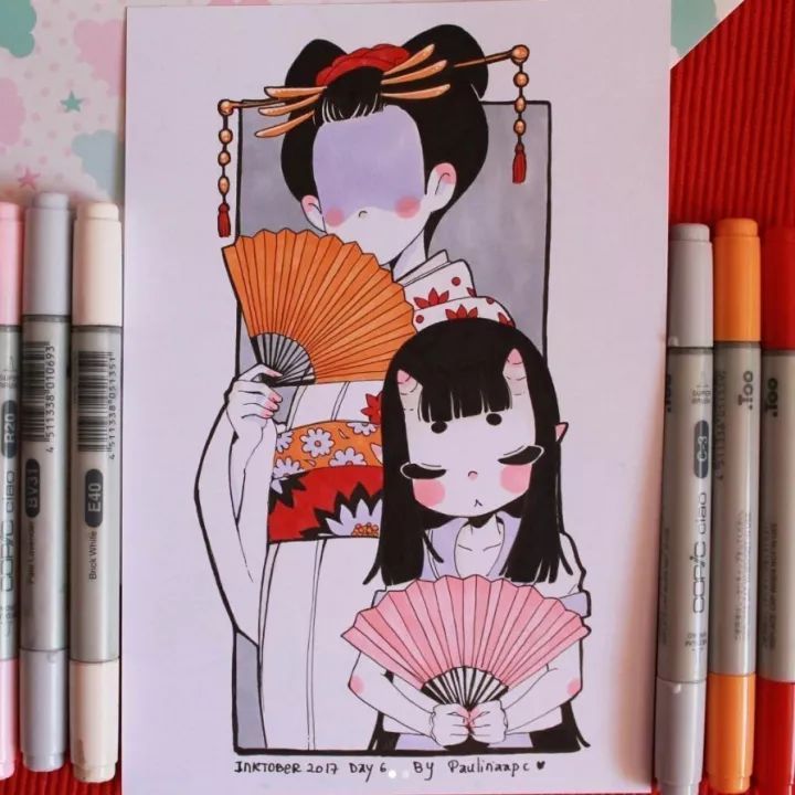 马克笔插画我是小妖怪,马克笔手绘插画清新