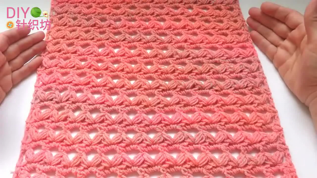 针织镂空三角围巾编织教程,针织围巾三角图案
