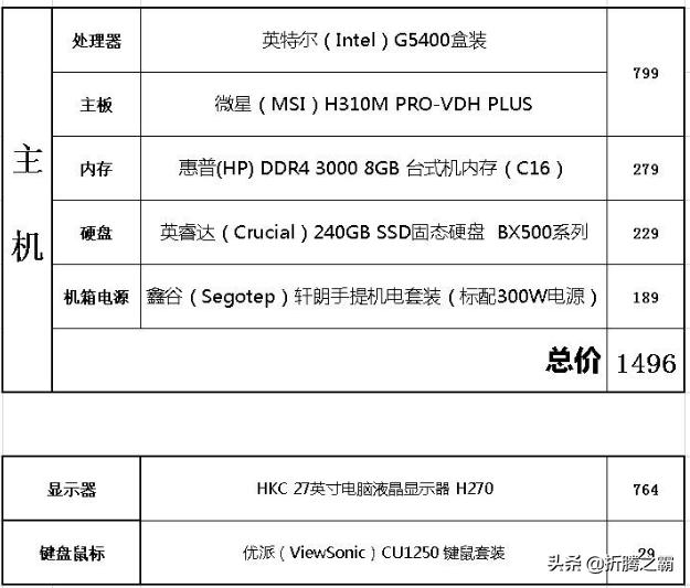暑假组装电脑过程分享:实现预算1500元上网办公学习主机不翻车