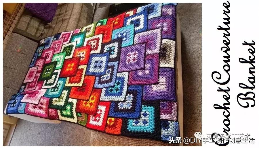 钩拼接毛毯教程,钩拼接毛毯的编织视频