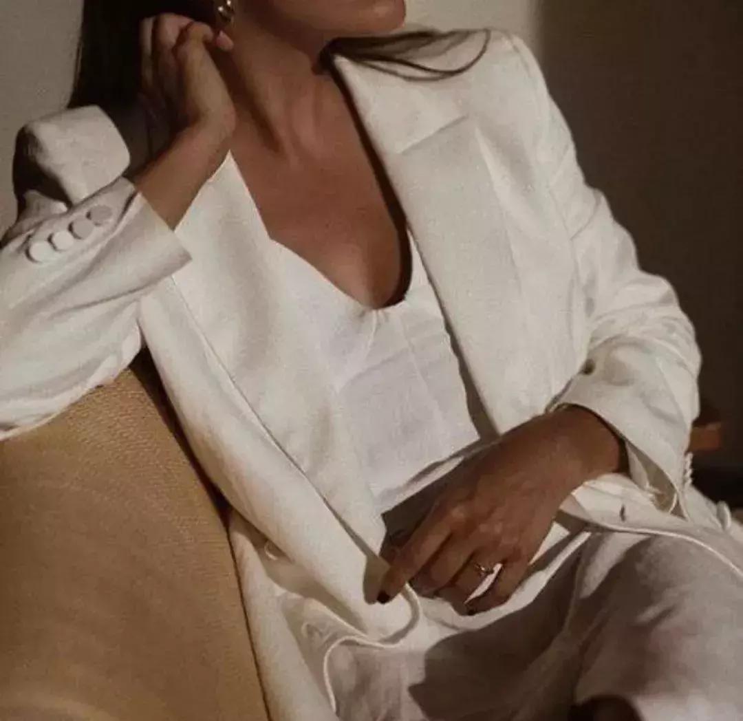 夏天亚麻显瘦气质套装,今夏流行穿亚麻高级爆了