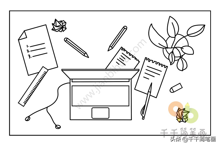 书桌简笔画简单又好看加凳子,学会整理书桌和房间的简笔画