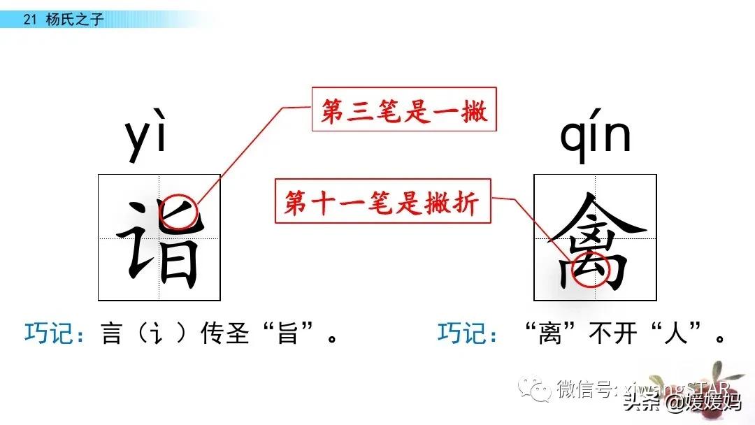 部编版五年级语文21杨氏之子教案,五年级下册语文21课杨氏之子笔记