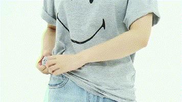 宽松t恤怎么塞衣角复古穿搭,韩版百搭t恤衣角打结神器收腰