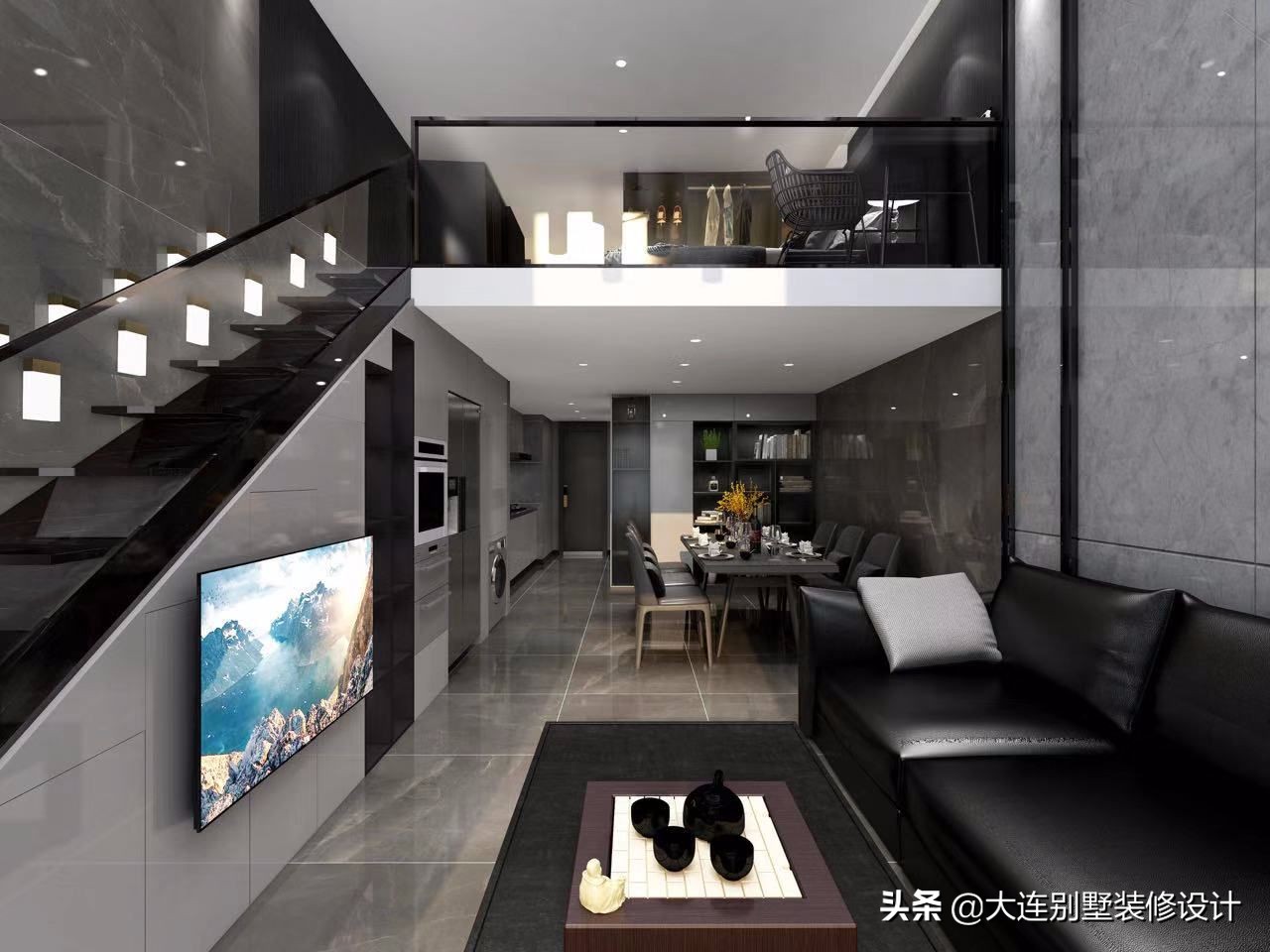 大连40平米跃层装修效果图,大连菁英汇公寓