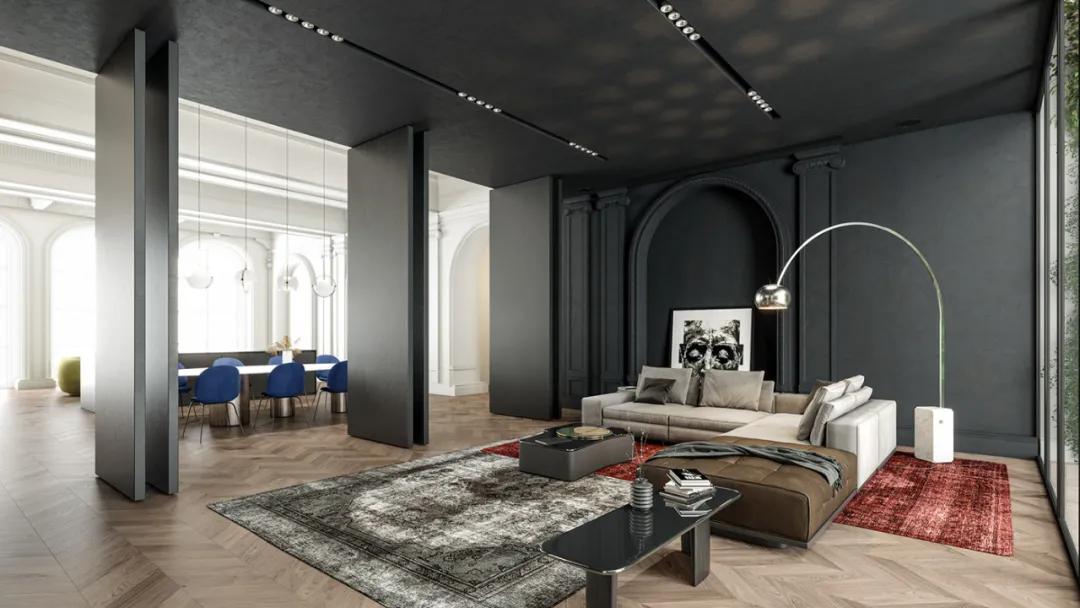 意式轻奢94平米效果图,奢华优雅独特空间