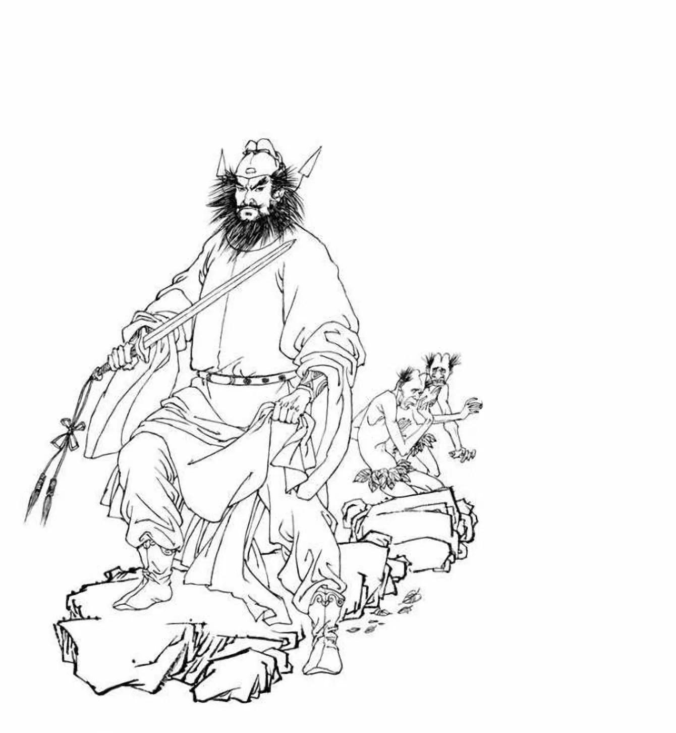 图谱神话人物工笔画白描,国画工笔人物白描图片大全大图