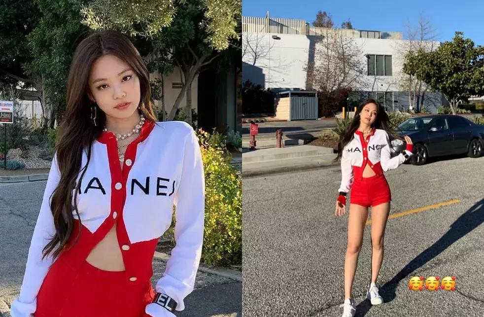 泫雅jennie条纹针织衫,泫雅私服小红鞋