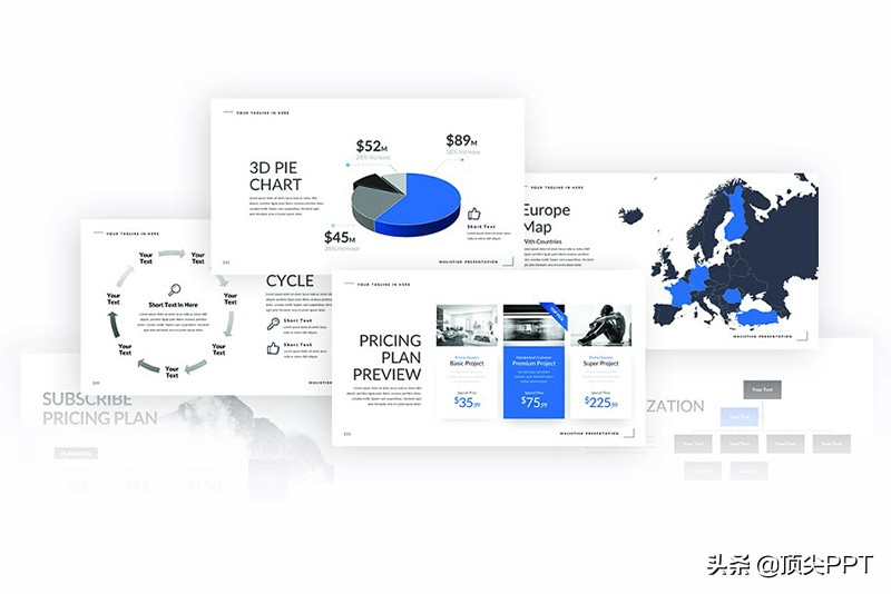 国外货，321页，极致简约PPT