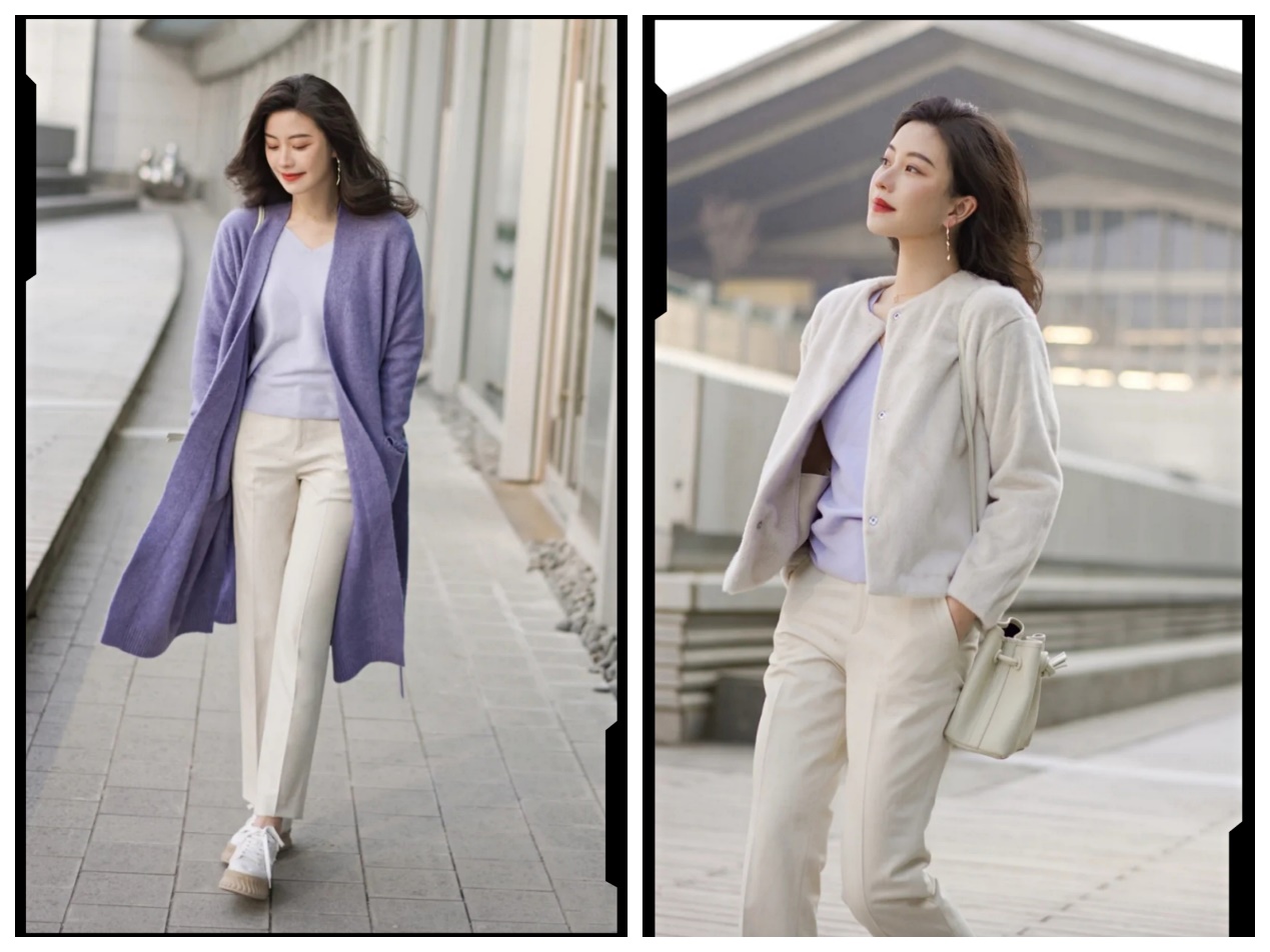 米色系冬天气质穿搭,温柔慵懒风穿搭棕色系