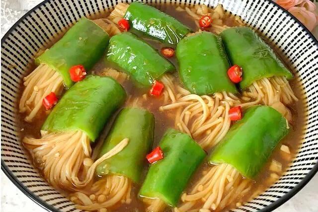 烧烤麻辣金针菇,金针菇青椒烧烤怎么串