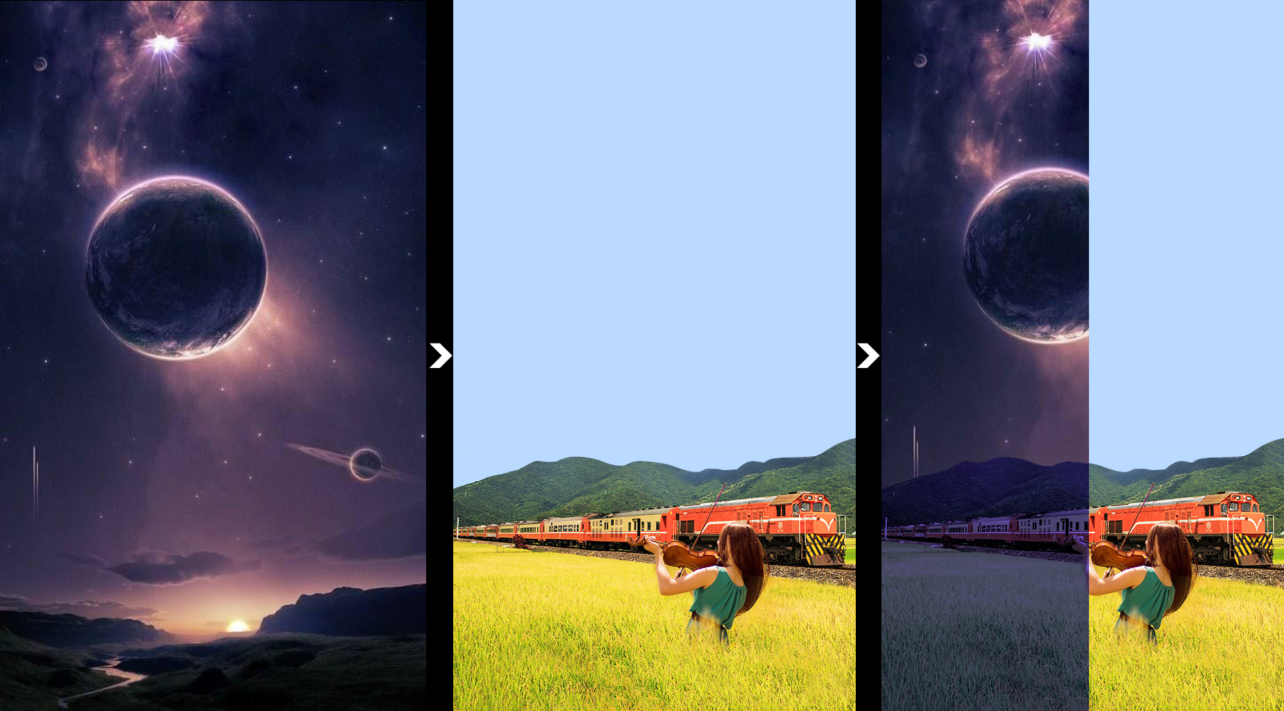 六小灵童PS合成之打造白天变黑夜