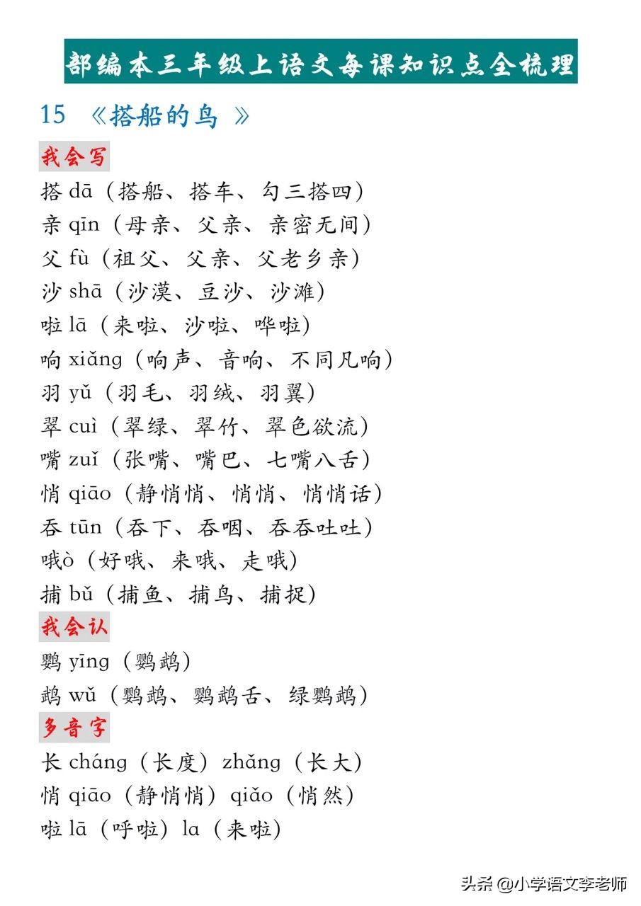 三年级搭船的鸟告诉我们什么道理,三年级上册语文搭船的鸟思维导图