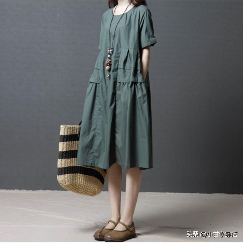 胖mm显瘦v领连衣裙,连衣裙大码胖mm显瘦遮肉