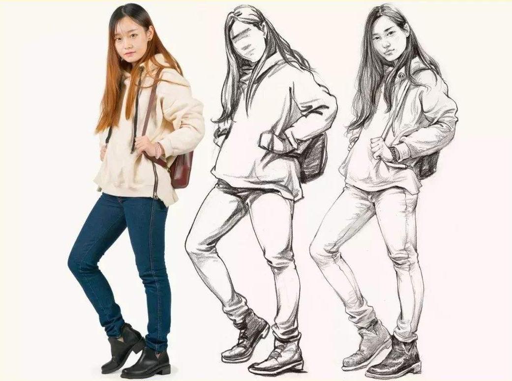 美术画速写怎样注意结构,速写人物写生照片褶皱怎么转换