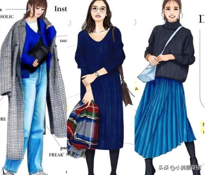 日系手绘春季穿搭,冬季穿搭没灵感40套超好看的搭配