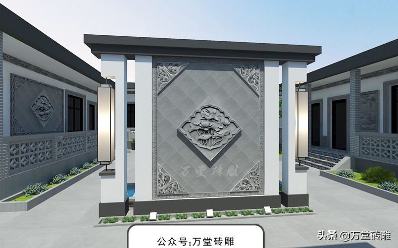 仿古砖雕祠堂,中式砖雕建筑