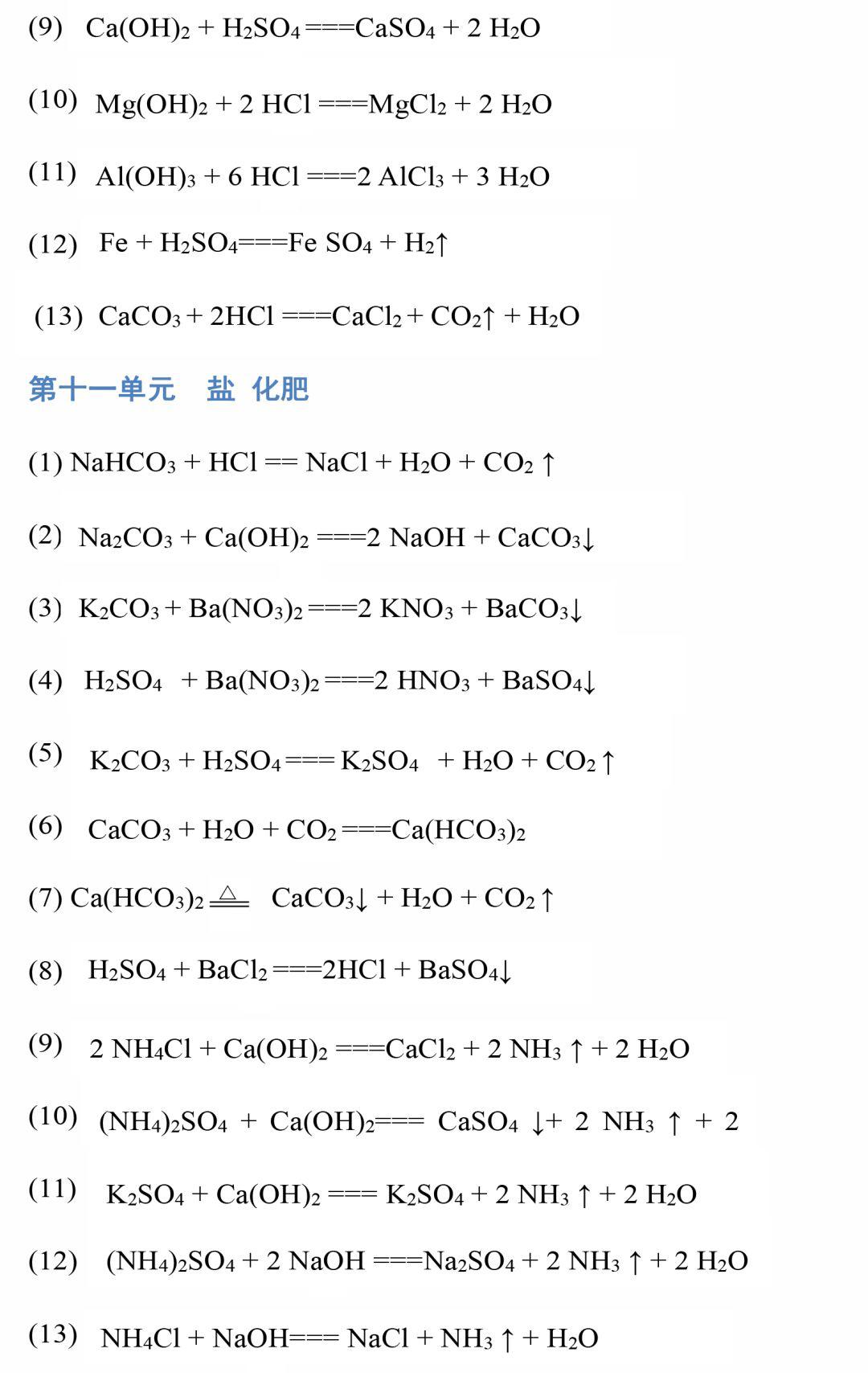 九年级化学上下册化学方程式汇总,九年级化学常见化学方程式整理