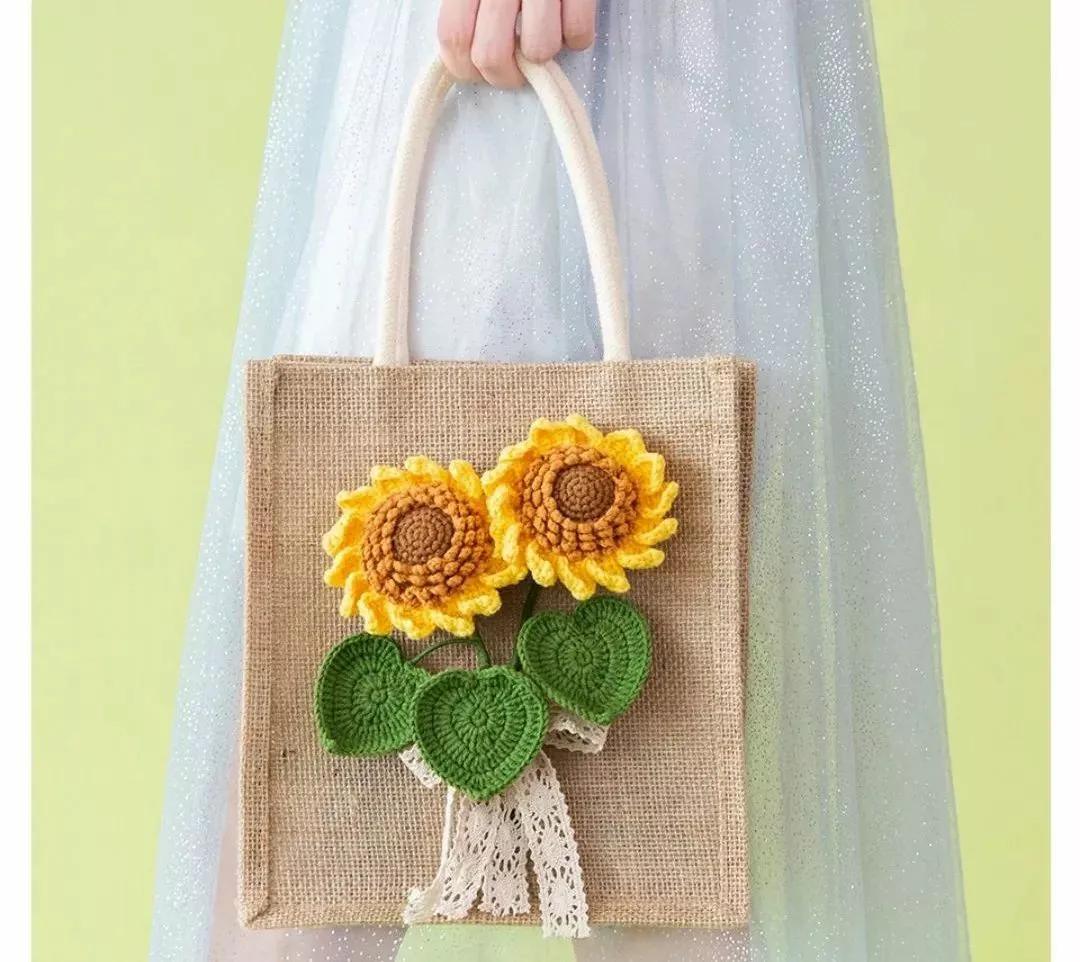 手工手提包又简单又漂亮,麻布袋子diy手提袋手绘