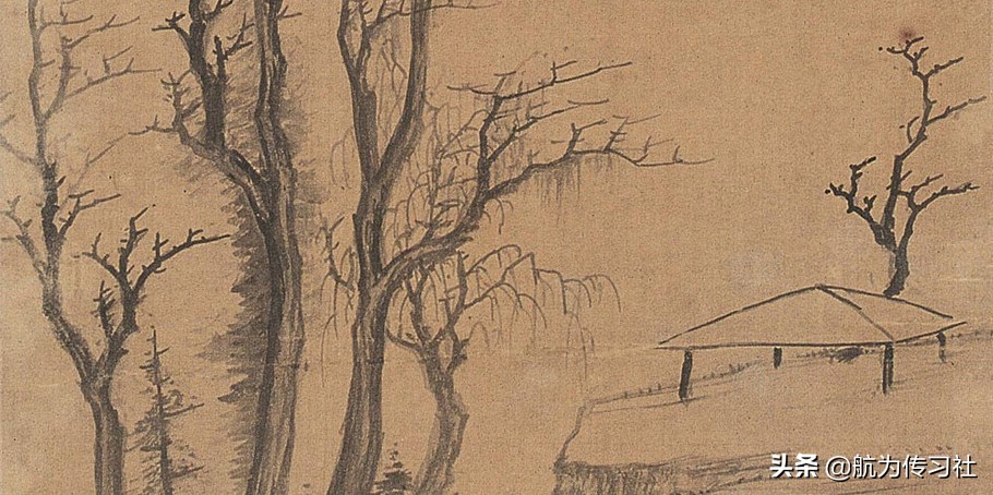 倪瓒山水教程,倪瓒山石树木画法