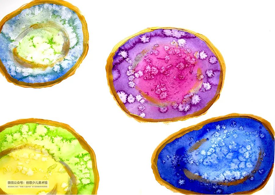 五彩石儿童画,好看的石头儿童画