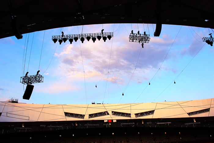 国家奥体中心灯光秀,鸟巢朝阳灯光节