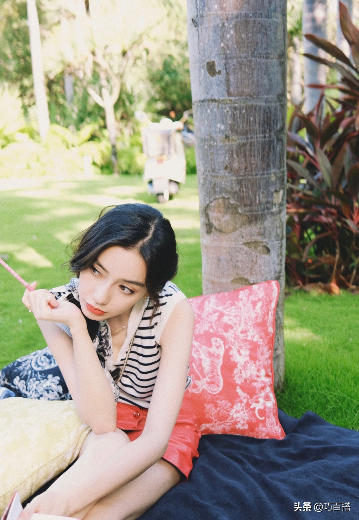 angelababy黑色半身裙,angelababy骨感