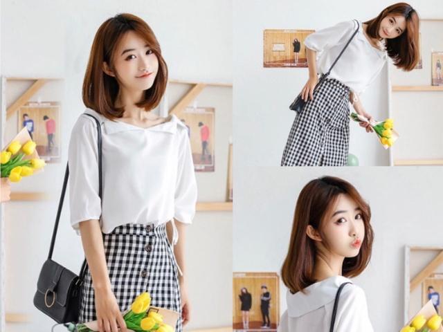 圆脸内扣发型女2021流行发型减龄,圆脸黑色短发内扣发型