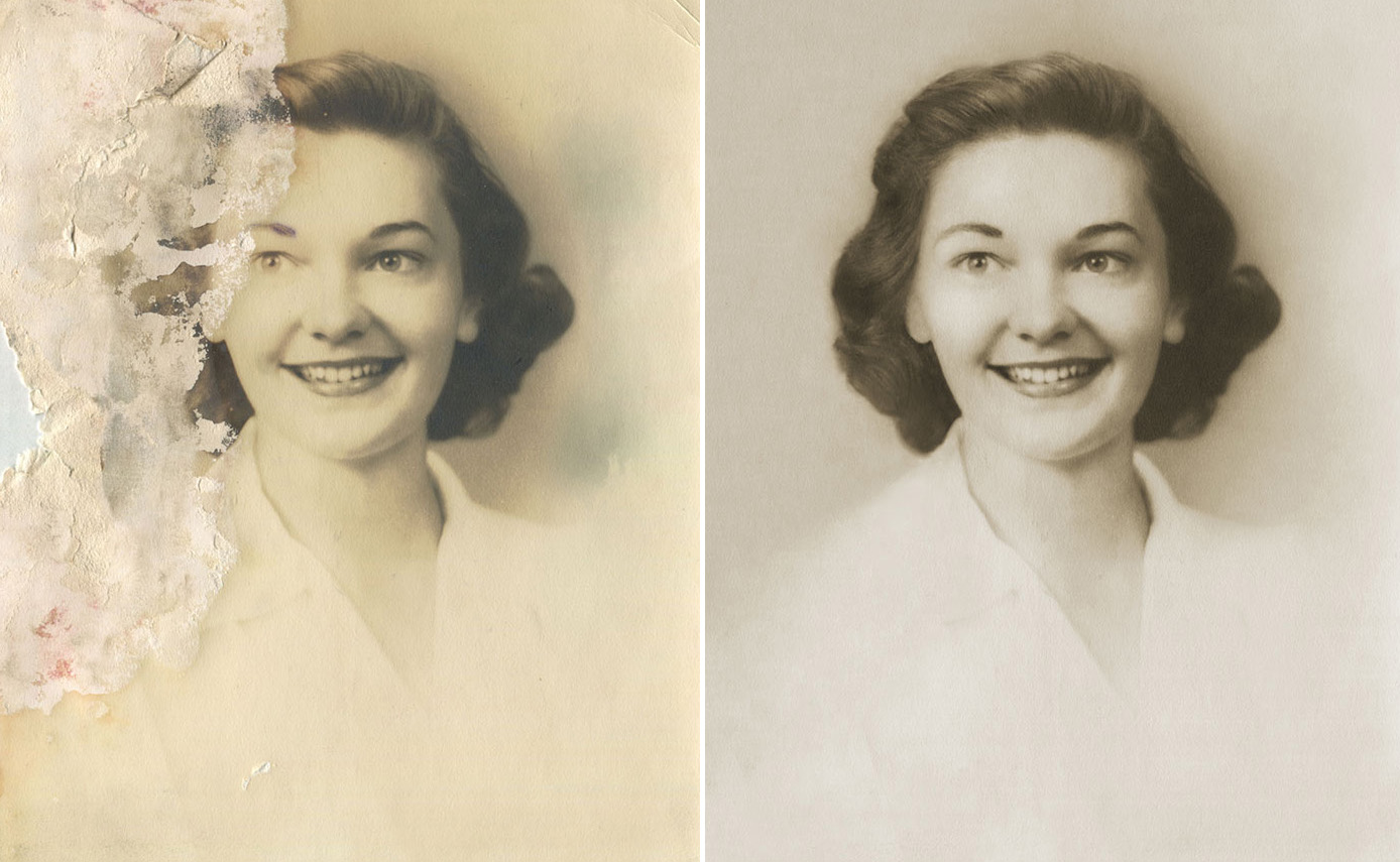 破损严重的老照片修复ps教程,高清修复老照片ps