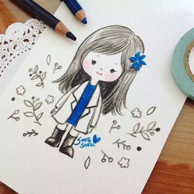 彩铅画古风人物简笔画,彩铅荷花简笔画几分钟就能学会