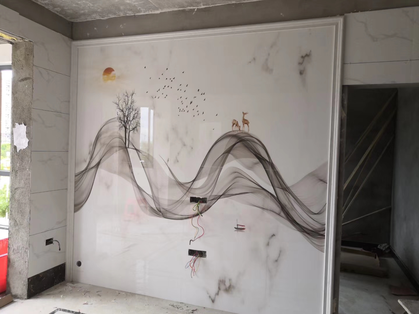 石材背景墙瓷砖颜色搭配效果图,极简大理石瓷砖背景墙效果图