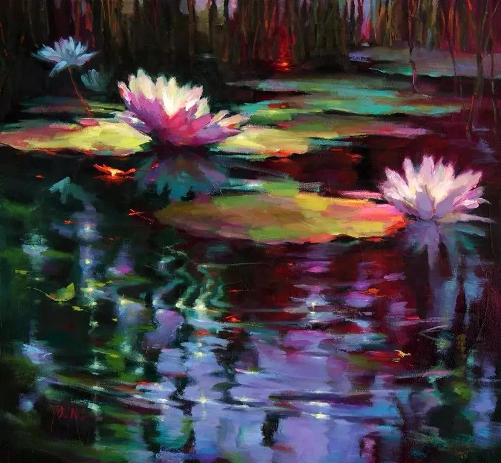 莫奈的睡莲紫色,莫奈睡莲和梵高睡莲