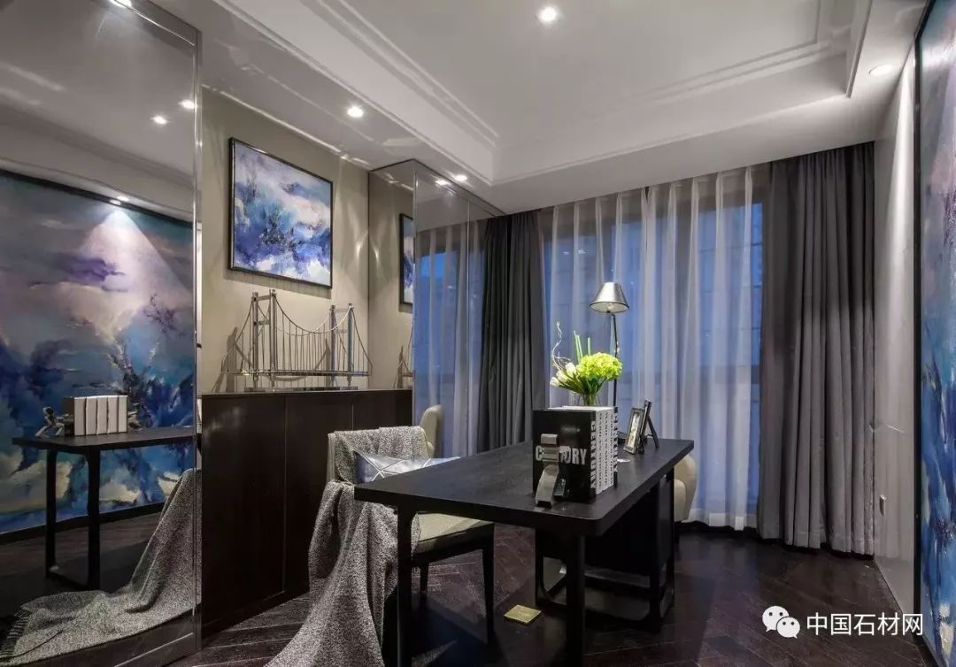 现代简约全屋大理石别墅效果图,轻奢风装修大理石别墅图片