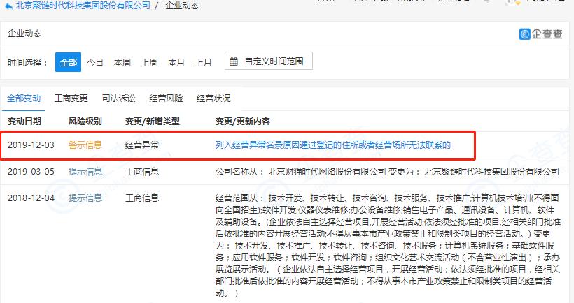 火币李林:新三板聚链集团被列经营异常、火币网工商失联半年未销