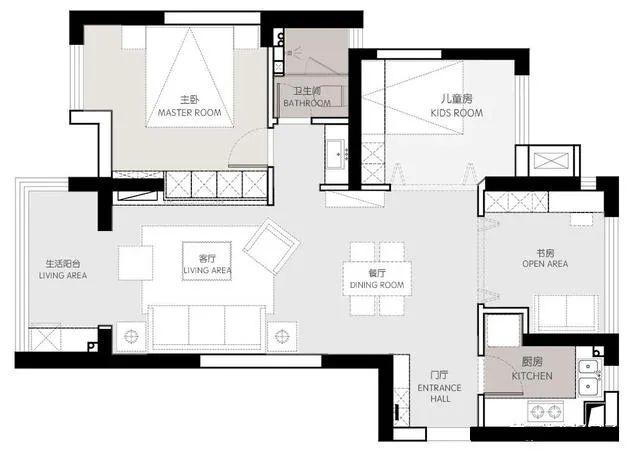 69㎡2室变3室,收纳惊人,还有阳光大书房!