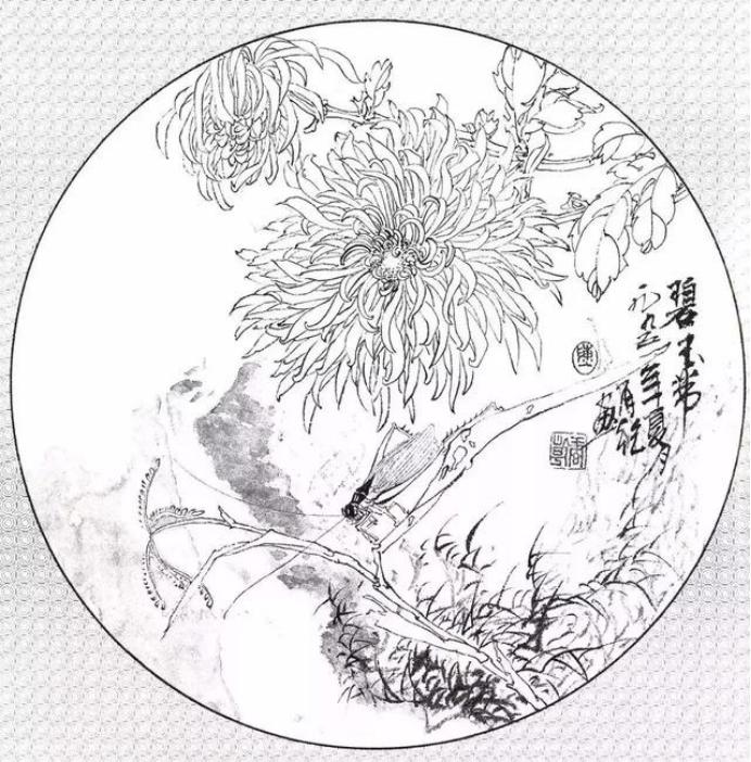 圆面白描作品古风,书法圆面白描作品集