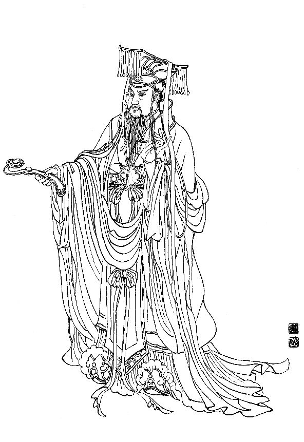 彭连熙工笔白描人物作品,工笔戏曲净角人物白描底稿