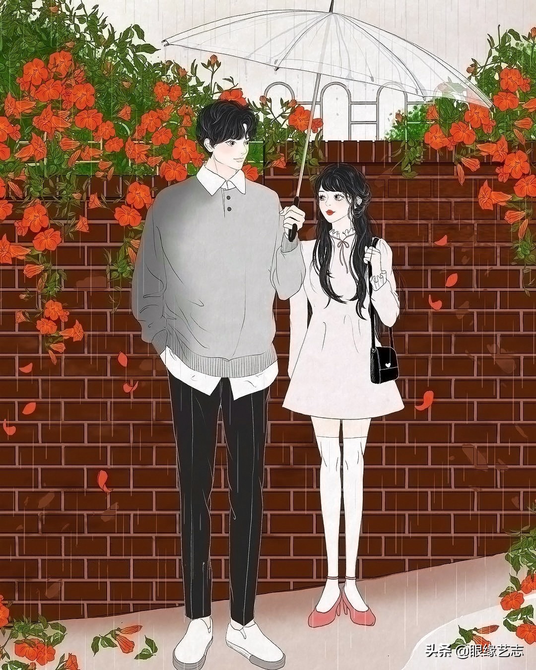 韩国插画温馨情侣,韩国插画幸福时光