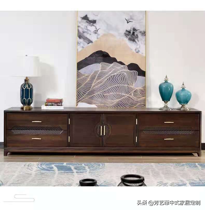 新中式客厅电视柜效果图,餐厅客厅电视柜隔断柜新中式