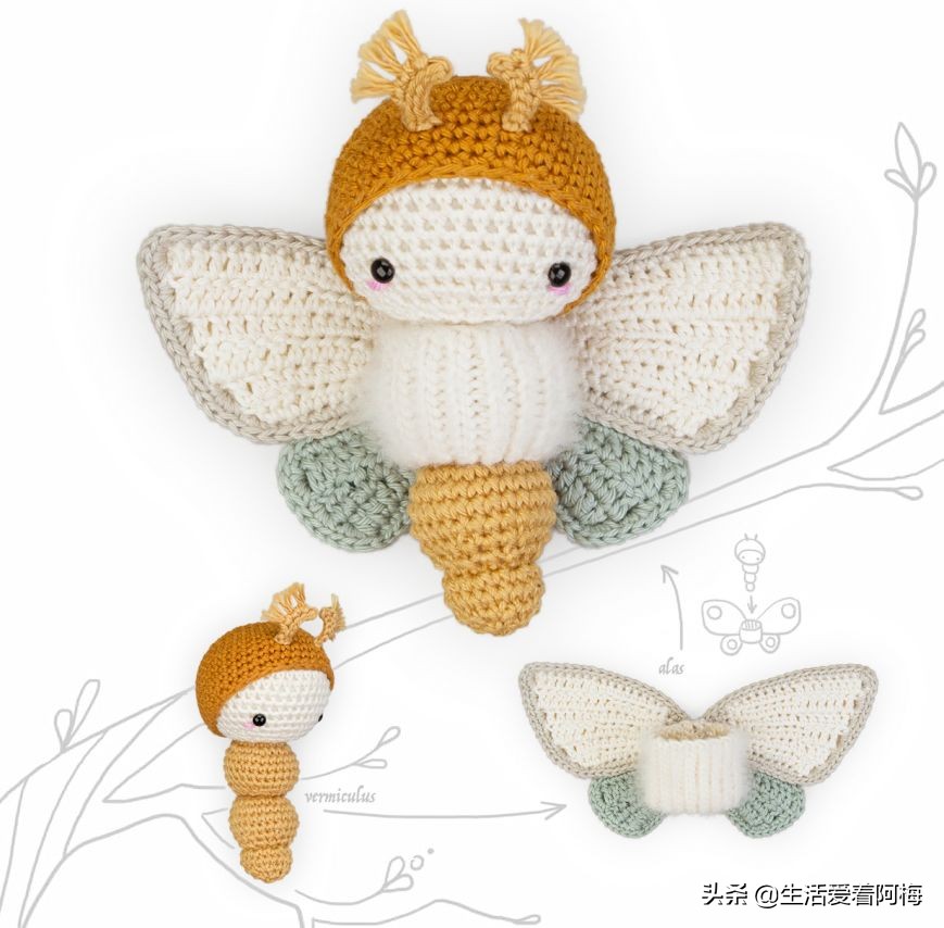 小蝴蝶简单钩织,蝴蝶的钩针编织视频教程