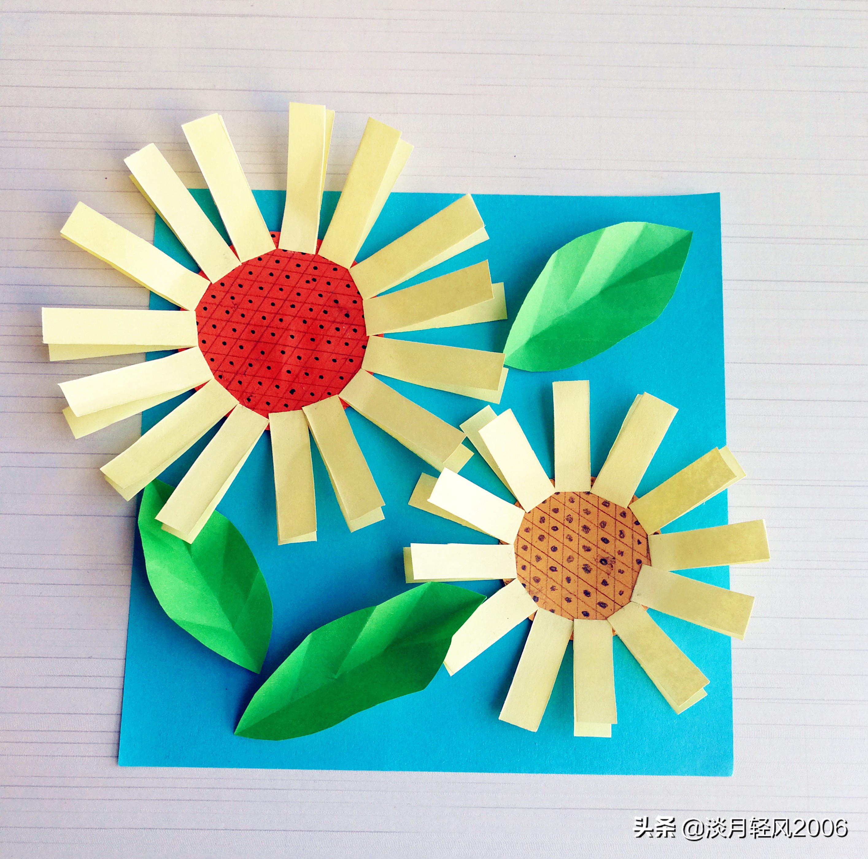 黄色卡纸向日葵创意美术作品,用卡纸折向日葵最简单的方法
