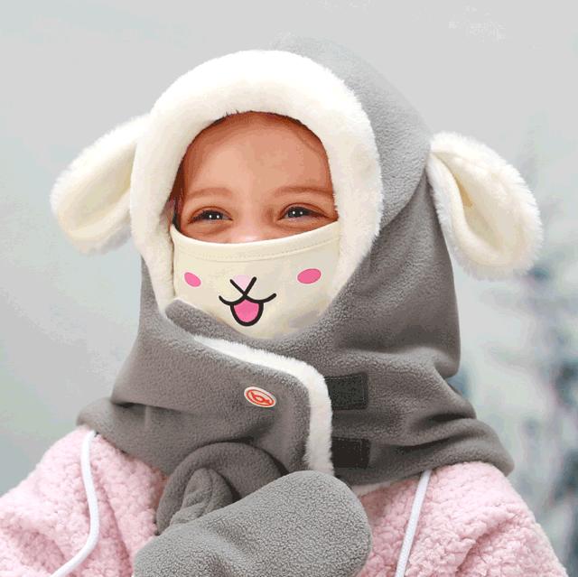 暖和舒适的婴儿冬季帽子,韩版宝宝冬季可爱超萌保暖针织帽